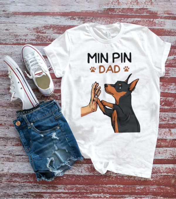 MIN PIN DAD Father's Day Dog Paw T-Shirt