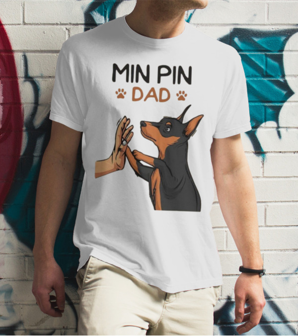 MIN PIN DAD Father's Day Dog Paw T-Shirt