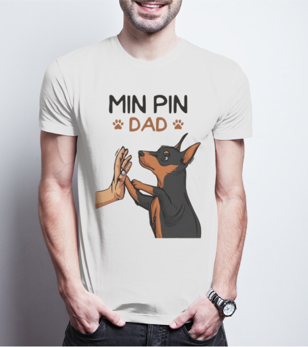 MIN PIN DAD Father's Day Dog Paw T-Shirt