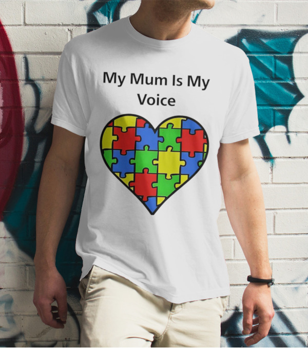 My Mum Is My Voice Heart Puzzle Pieces T-Shirt