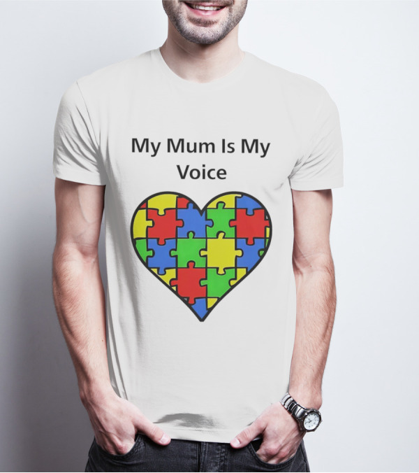 My Mum Is My Voice Heart Puzzle Pieces T-Shirt