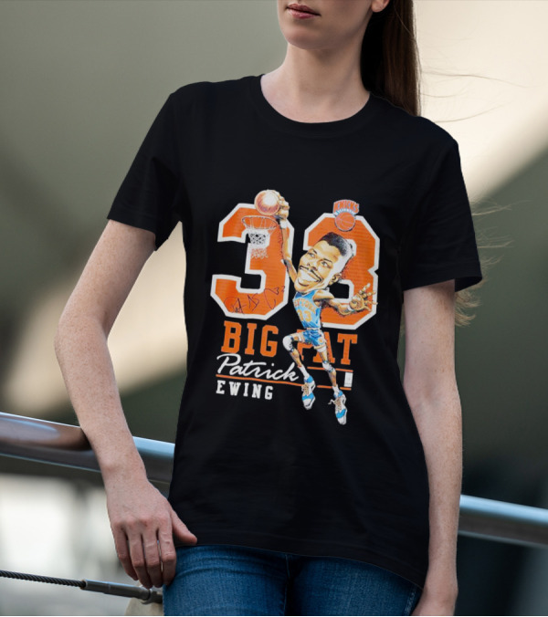 Knicks 33 Big Pat Patrick Ewing Signature Slam Dunk T-Shirt