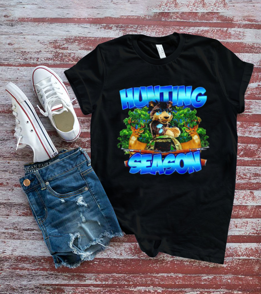 Hunting Season Wolf And Deer Forest Scene T-Shirt