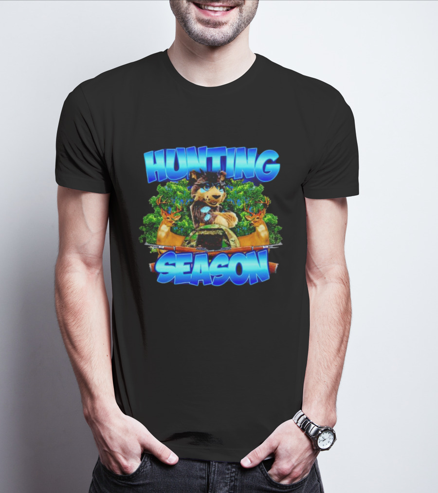 Hunting Season Wolf And Deer Forest Scene T-Shirt