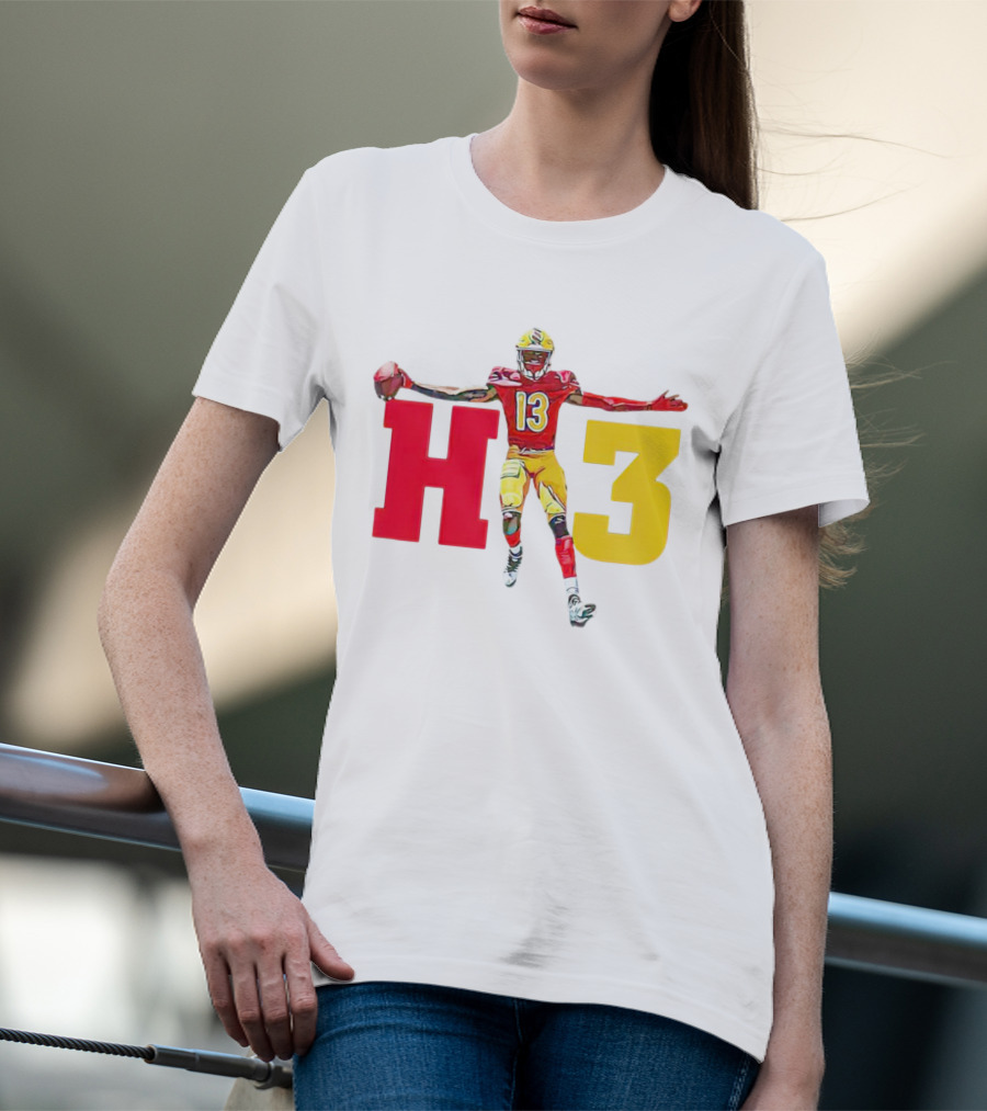 Maurice Alexander HT3 Football Player In Red And Yellow Uniform With Football T-Shirt