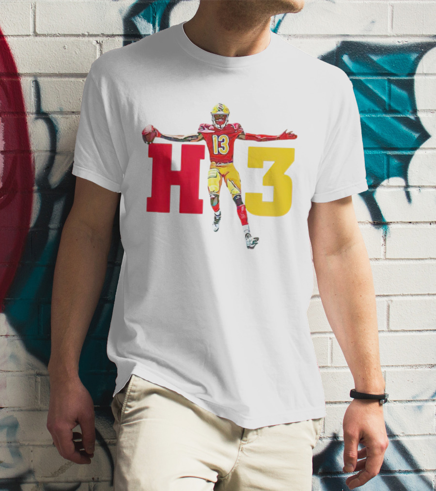 Maurice Alexander HT3 Football Player In Red And Yellow Uniform With Football T-Shirt
