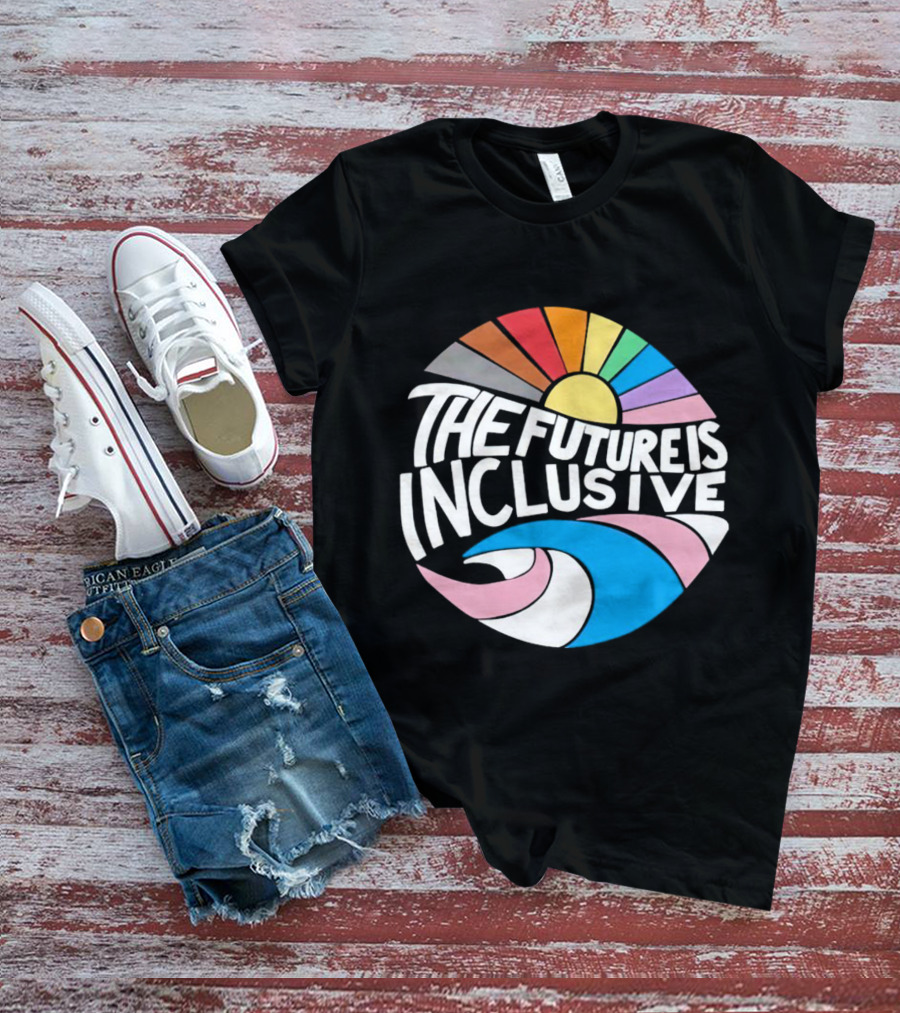 The Future Is Inclusive Rainbow Pride Wave Sunburst T-Shirt