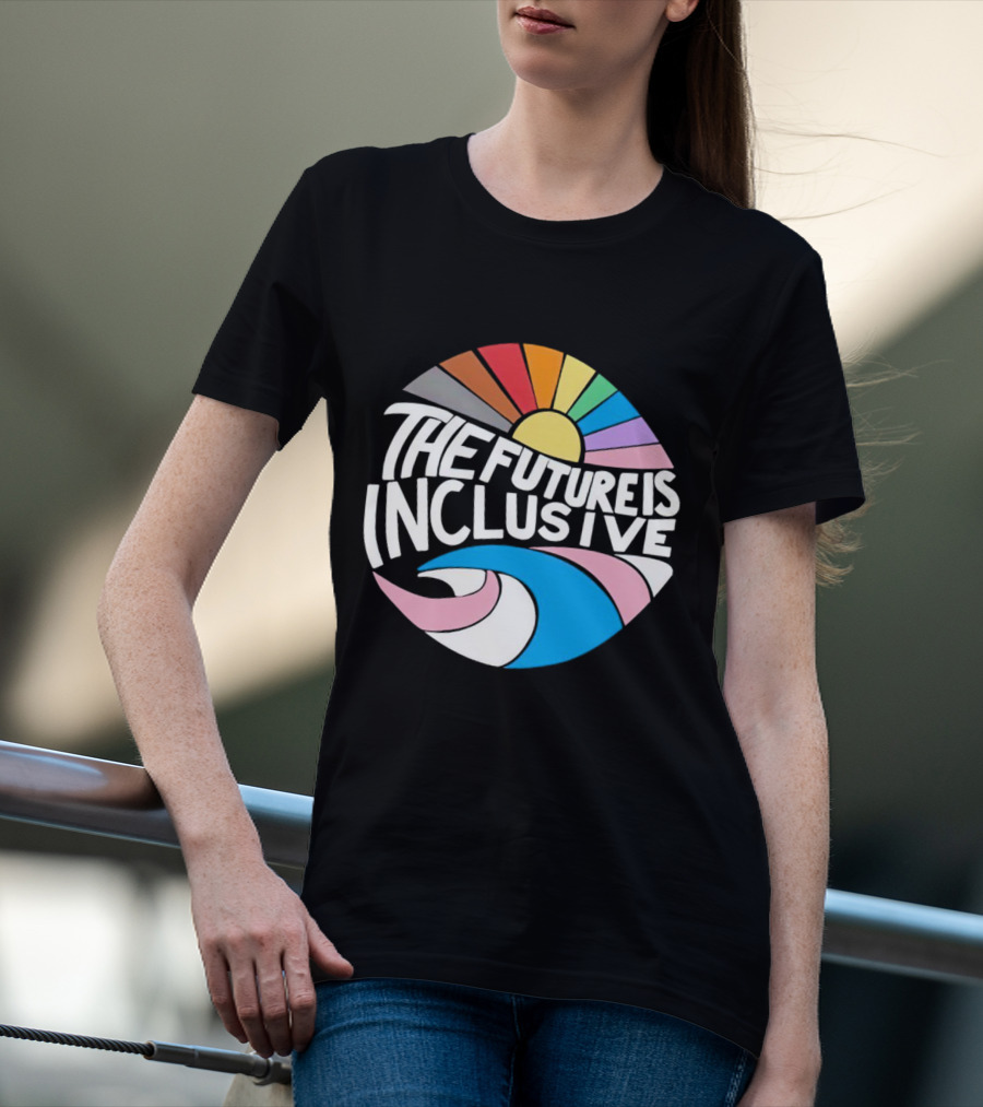 The Future Is Inclusive Rainbow Pride Wave Sunburst T-Shirt