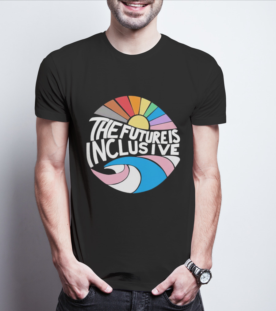 The Future Is Inclusive Rainbow Pride Wave Sunburst T-Shirt