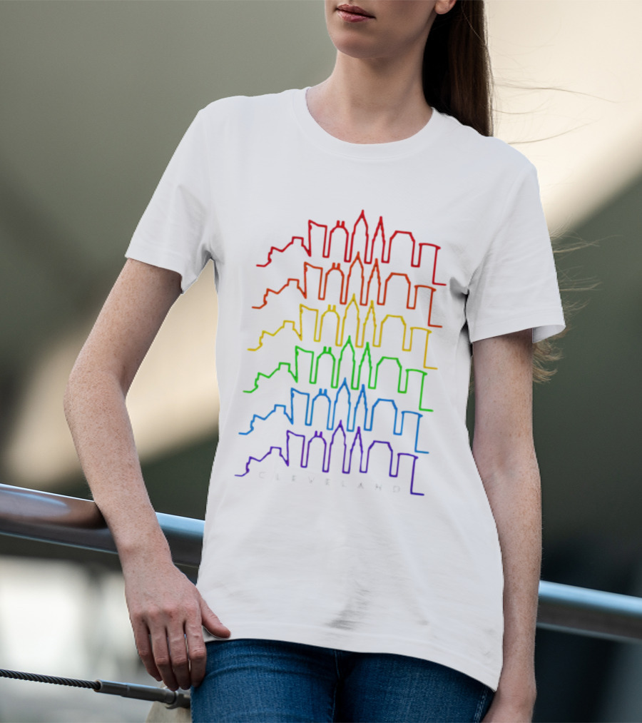 Cleveland Skyline Rainbow Colors T-Shirt