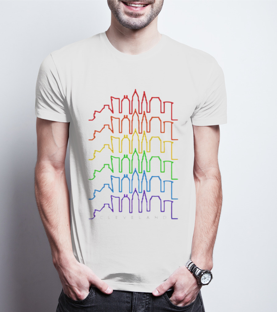 Cleveland Skyline Rainbow Colors T-Shirt