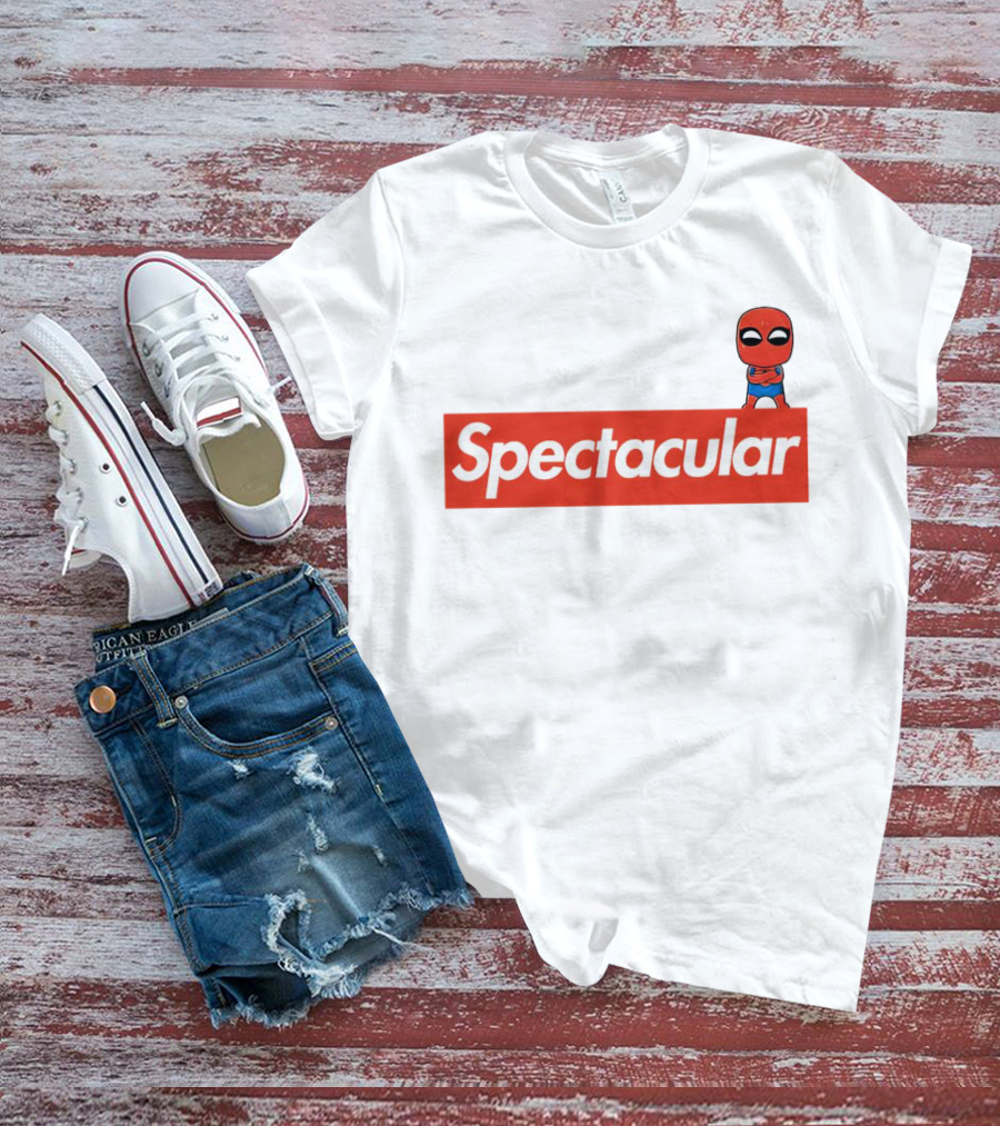 Spectacular Spider-Man Comic Look With Iconic Red Block T-Shirt