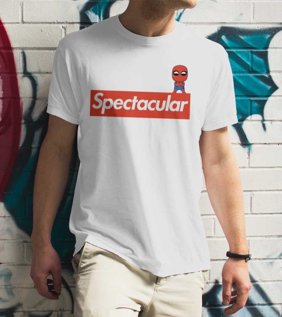 Spectacular Spider-Man Comic Look With Iconic Red Block T-Shirt