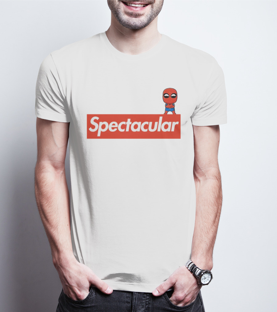 Spectacular Spider-Man Comic Look With Iconic Red Block T-Shirt