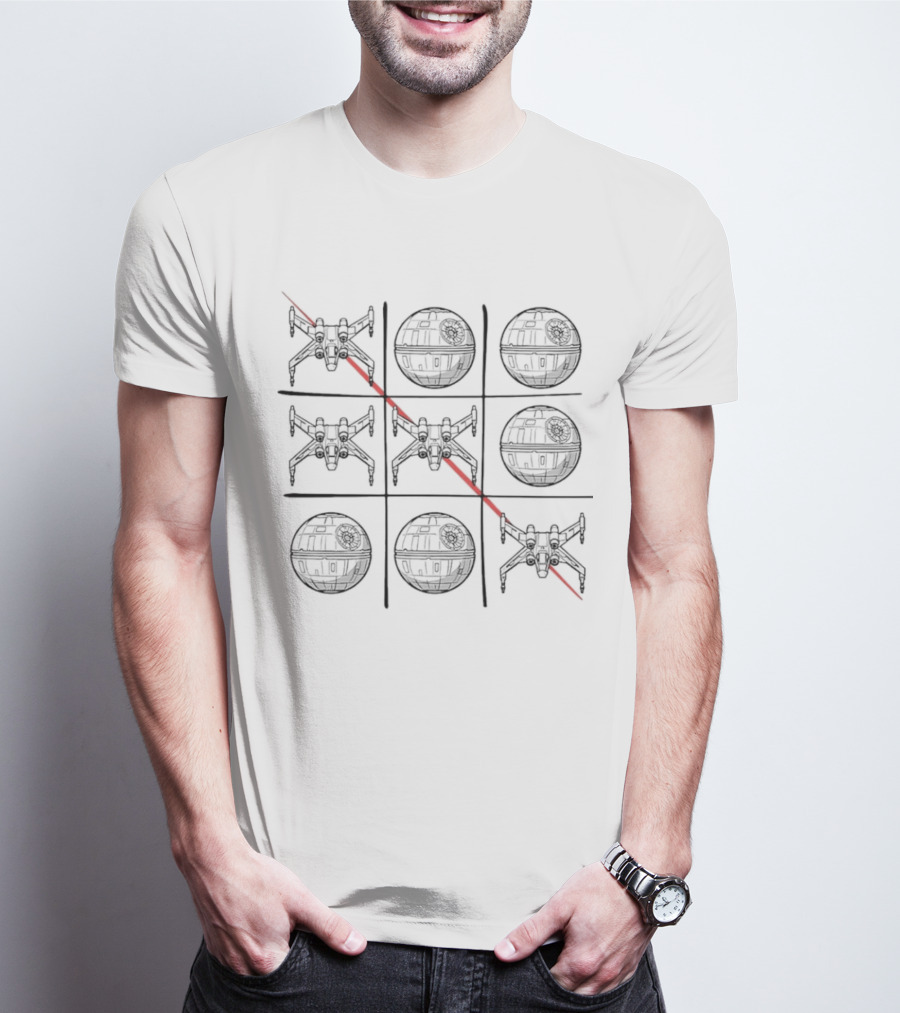Tic Tac Wars X-Wing Vs Death Star Game Board T-Shirt
