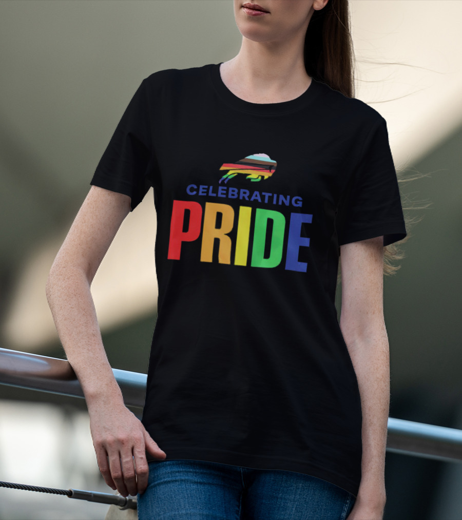 Celebrating Pride Buffalo Rainbow Stripes T-Shirt