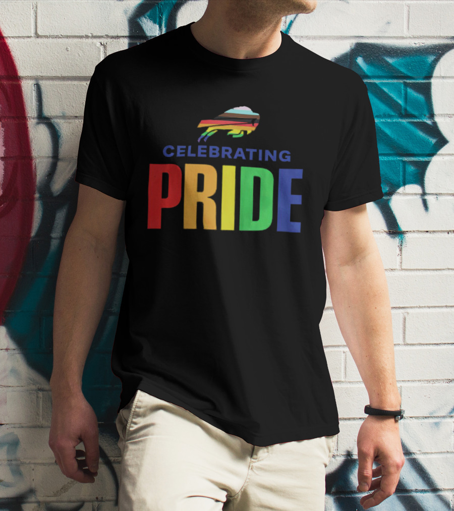 Celebrating Pride Buffalo Rainbow Stripes T-Shirt