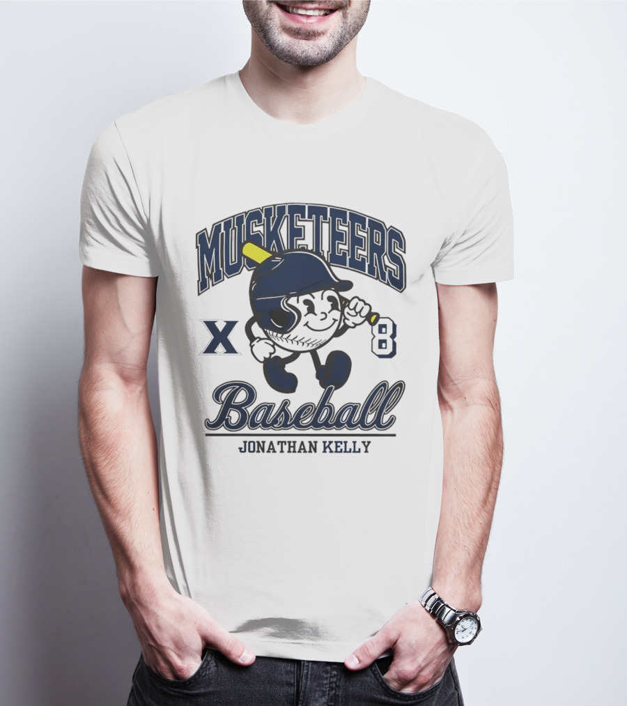 Musketeers Baseball Xavier X 8 Jonathan Kelly Shersey T-Shirt