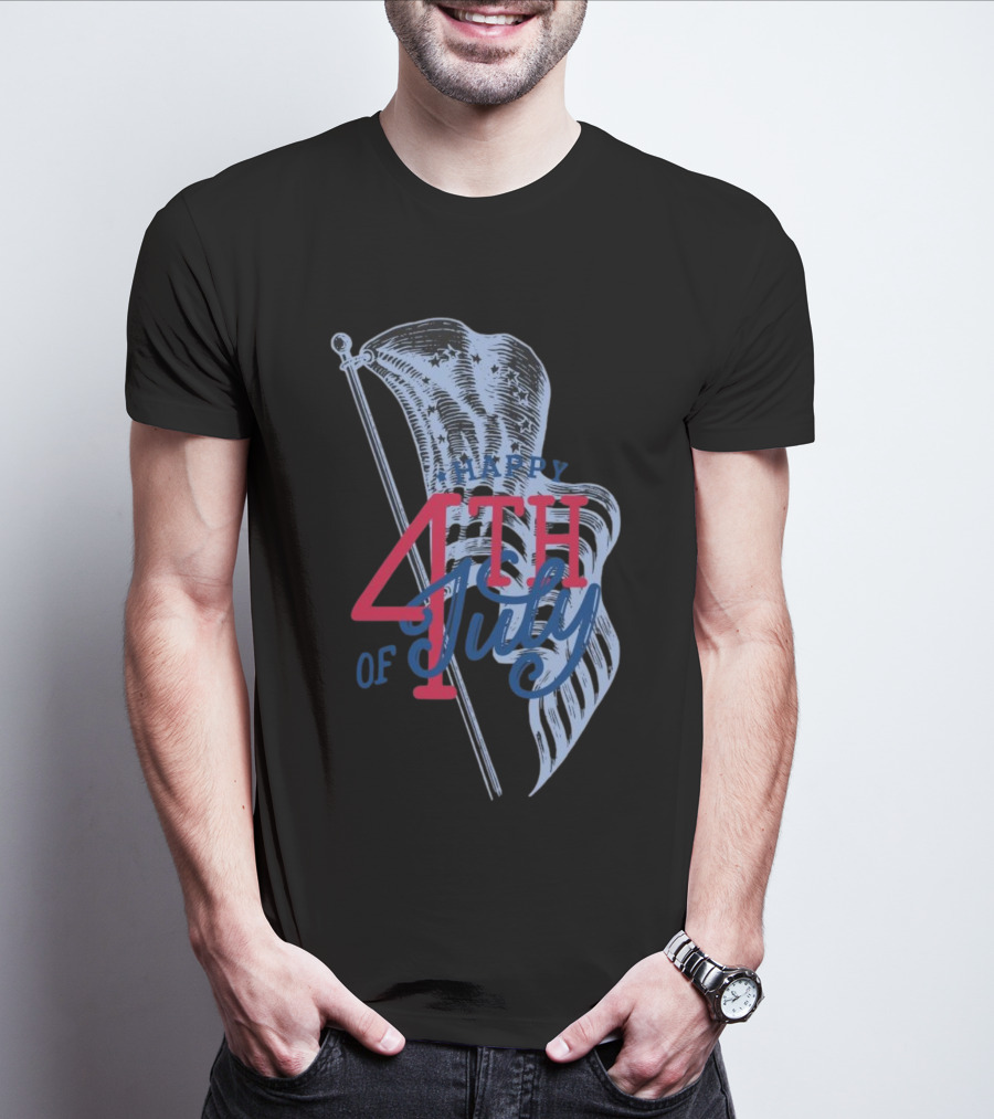 Happy 4th Of July Independence Day With Flag T-Shirt