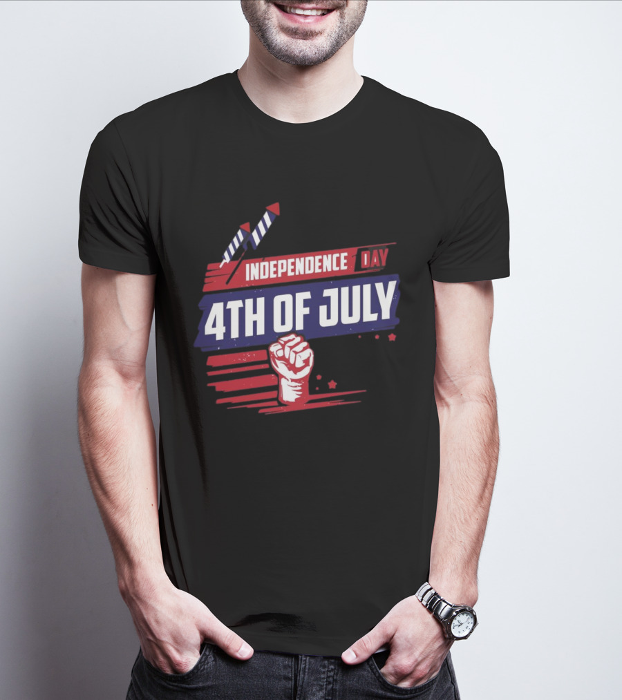 Independence Day 4th Of July Fireworks And Fist T-Shirt