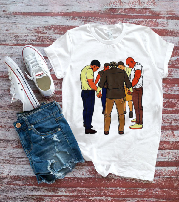 Black Men Praying In Circle Together T-Shirt