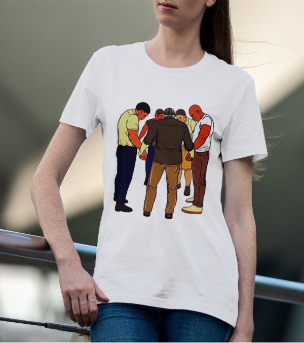 Black Men Praying In Circle Together T-Shirt