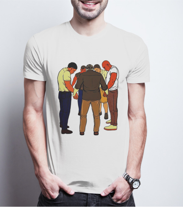 Black Men Praying In Circle Together T-Shirt