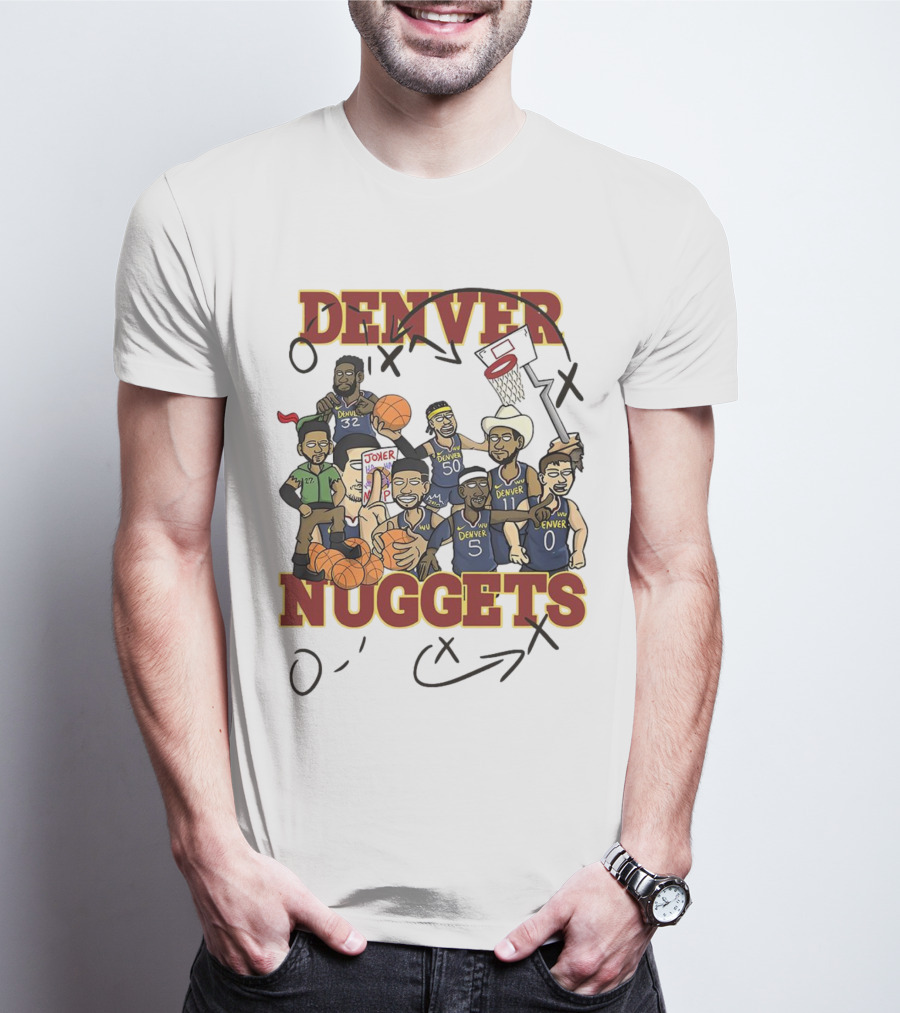 Denver Nuggets Cartoon Players Jokic Basketball Team T-Shirt