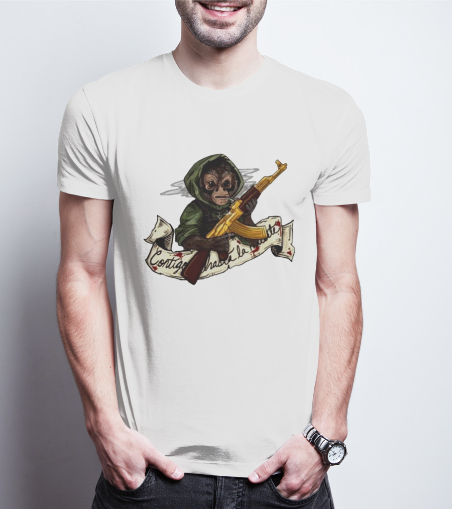 El Changuito Contigo Hasta La Muerte Monkey With AK-47 T-Shirt