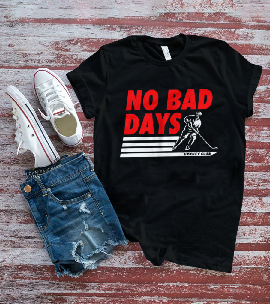 No Bad Days Hockey Club Skater Stripe Motif T-Shirt