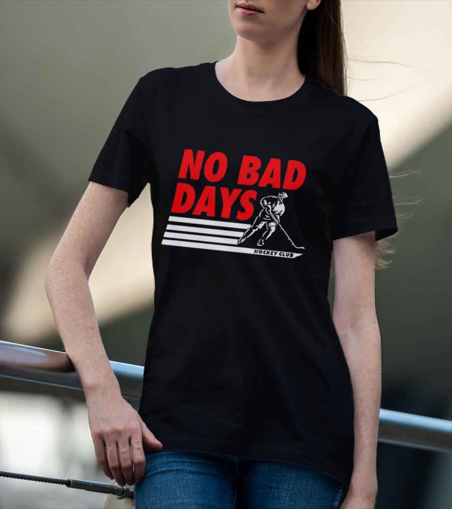 No Bad Days Hockey Club Skater Stripe Motif T-Shirt