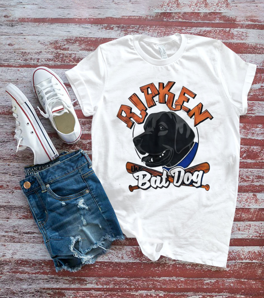 Ripken Bat Dog Baseball Themed Canine Mascot T-Shirt