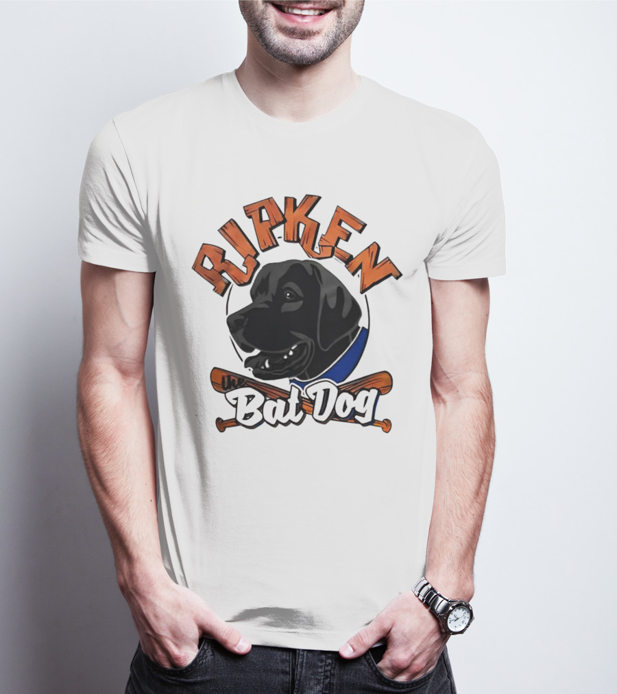 Ripken Bat Dog Baseball Themed Canine Mascot T-Shirt