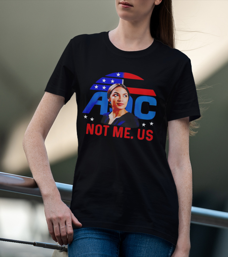 AOC Not Me Us American Flag Motif T-Shirt