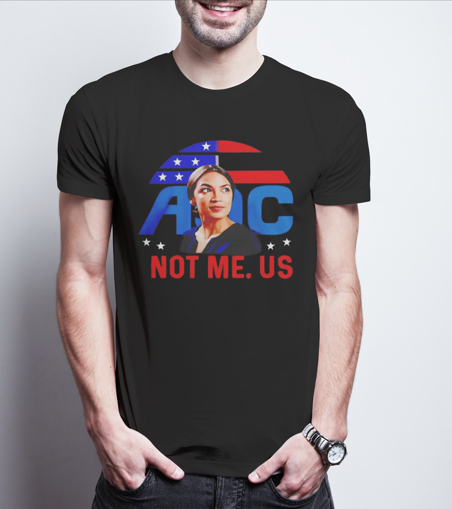 AOC Not Me Us American Flag Motif T-Shirt