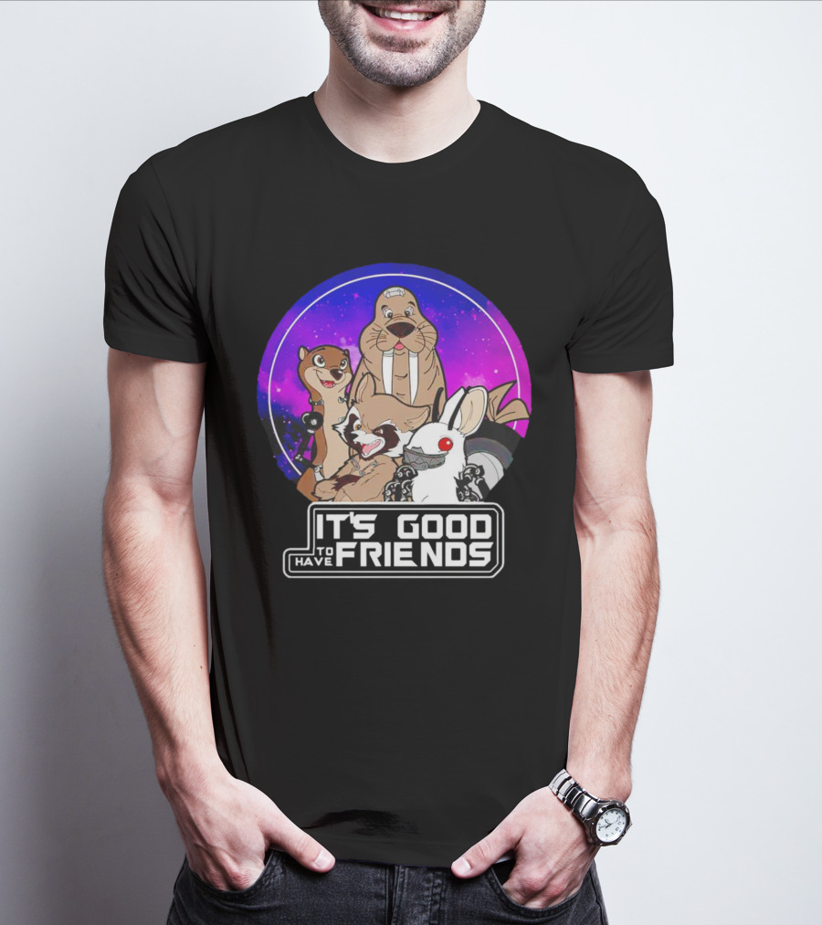 It's Good To Have Friends Rocket Rabbit Space Circle T-Shirt