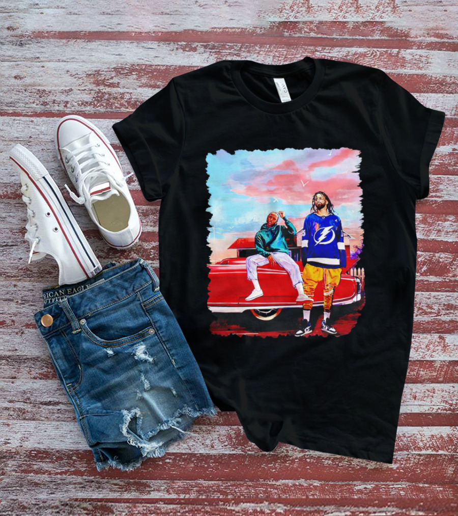 J Cole And Kendrick Lamar Concert With Retro Car And Tampa Bay Lightning Jersey T-Shirt