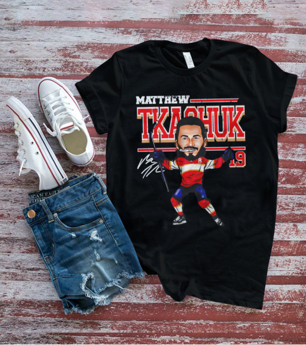 Matthew Tkachuk Florida Panthers Number 19 Cartoon Signature T-Shirt