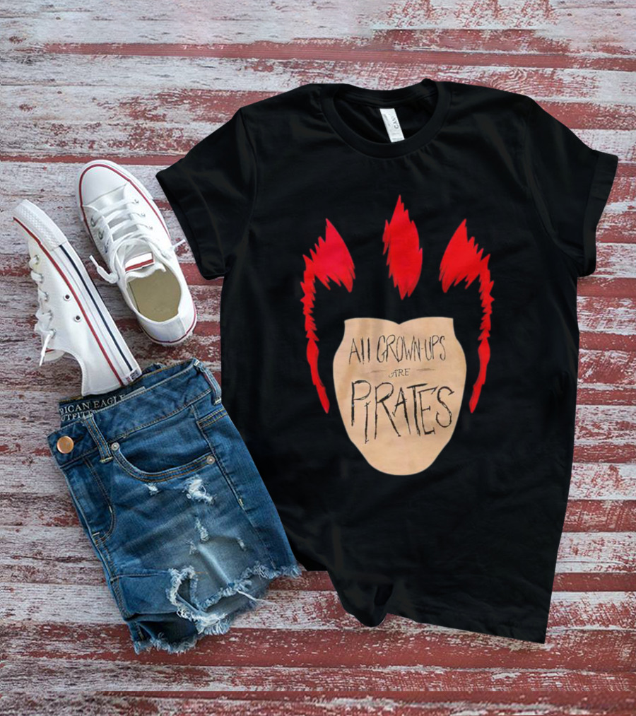 All Grown Ups Are Pirates Red Hair Patch T-Shirt