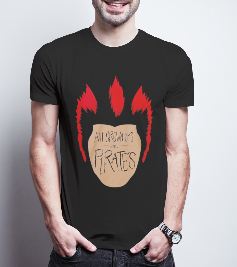 All Grown Ups Are Pirates Red Hair Patch T-Shirt