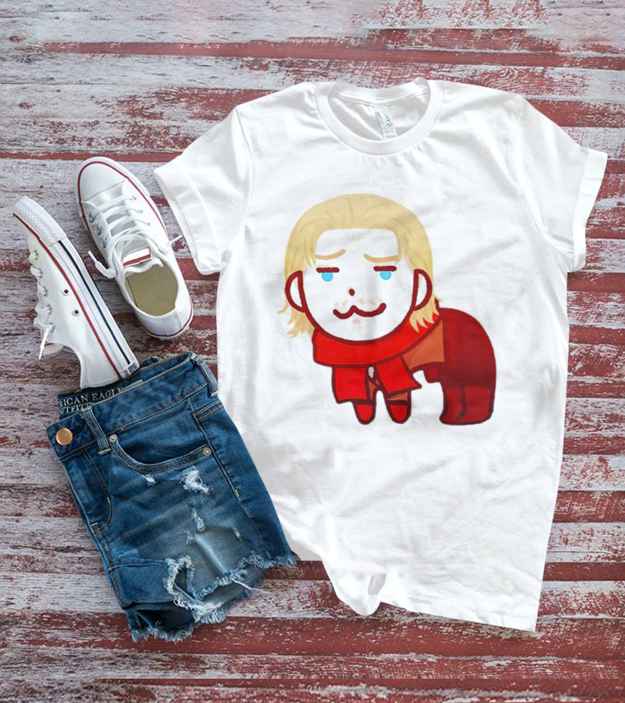 Ocelot Creature Blonde Character In Red Scarf And Outift T-Shirt