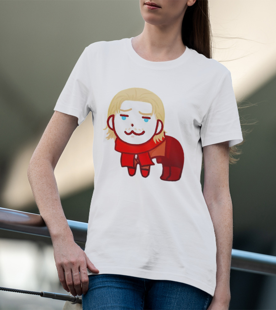 Ocelot Creature Blonde Character In Red Scarf And Outift T-Shirt