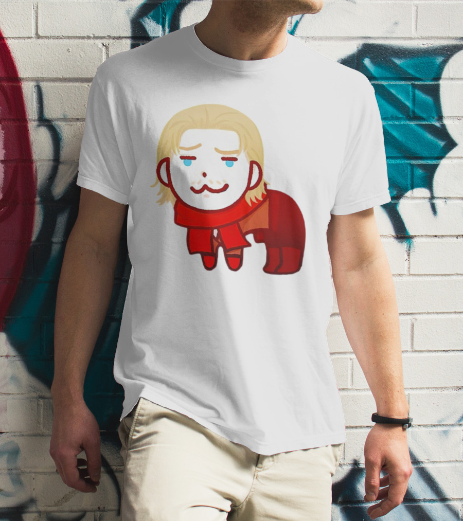 Ocelot Creature Blonde Character In Red Scarf And Outift T-Shirt