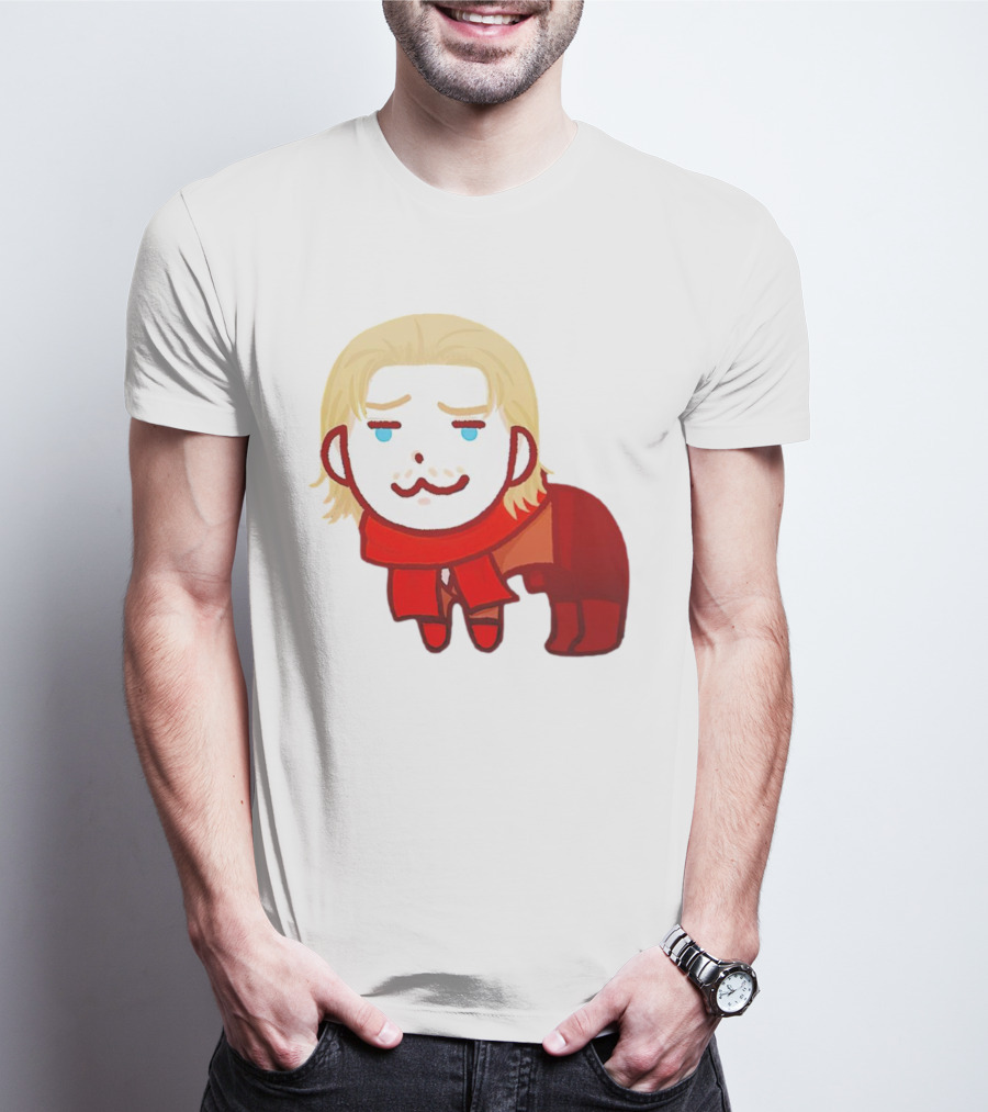 Ocelot Creature Blonde Character In Red Scarf And Outift T-Shirt