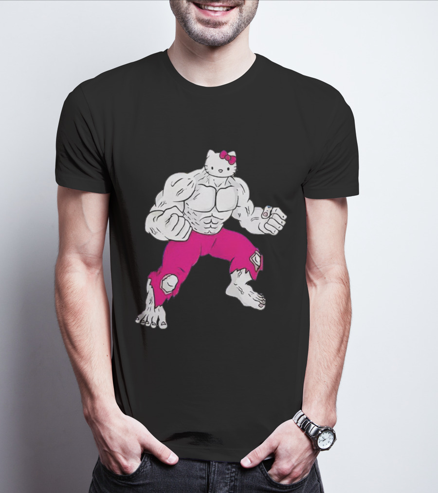 Hello Kitty Meets Hulk Crossover Mashup T-Shirt