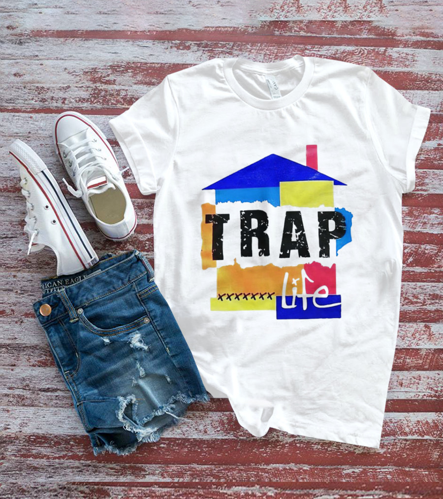 TRAP Life House Design Multicolored Blocks And X Marks T-Shirt