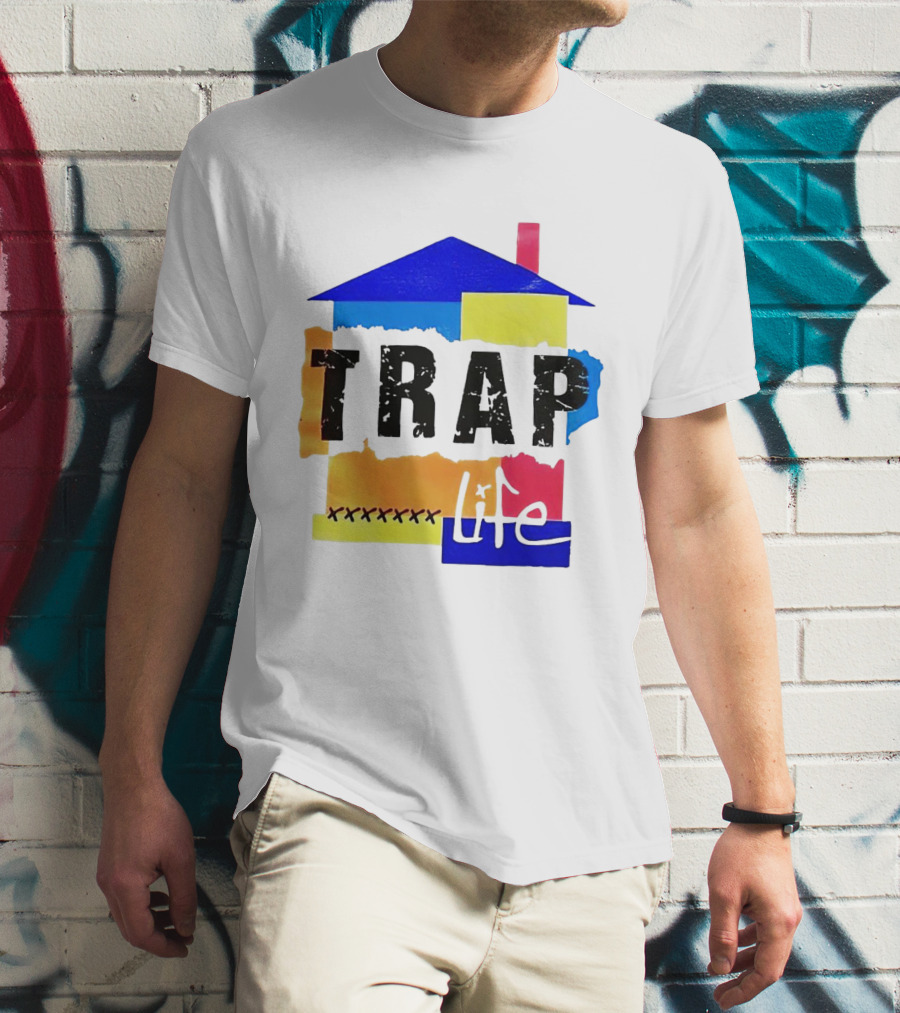 TRAP Life House Design Multicolored Blocks And X Marks T-Shirt