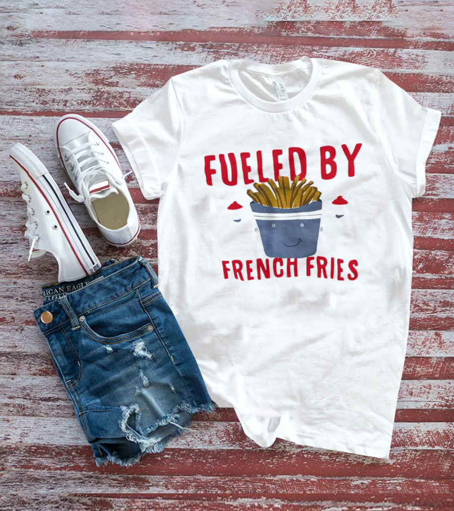 Fueled By French Fries Smiling Cartoon Face With Ketchup Cups T-Shirt
