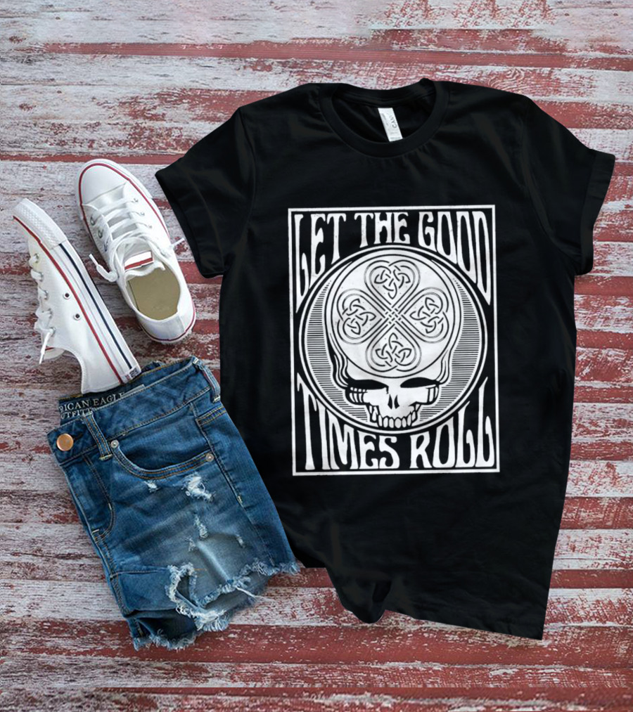 Let The Good Times Roll Skull With Celtic Knot Motif T-Shirt