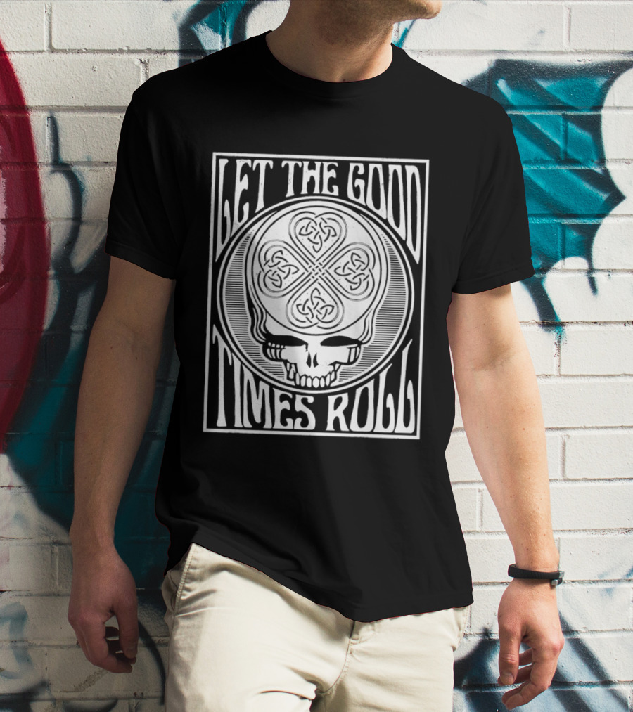 Let The Good Times Roll Skull With Celtic Knot Motif T-Shirt